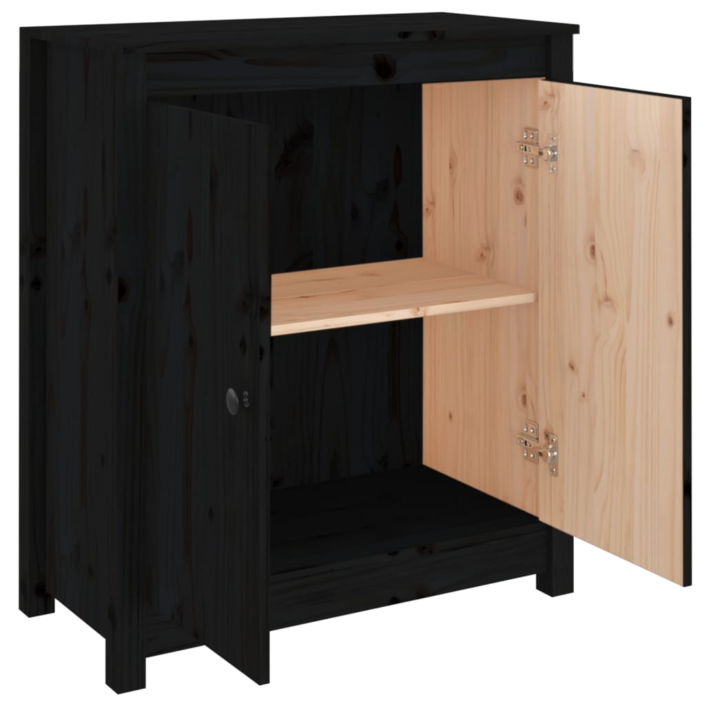 Dressoir 70x35x80 cm massief grenenhout zwart