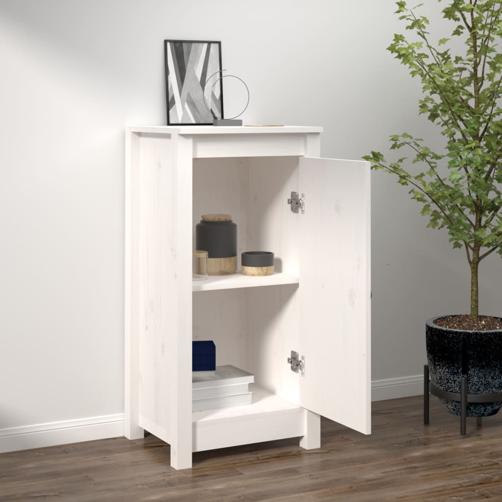 Dressoir 40X35X80 Cm Massief Grenenhout Wit