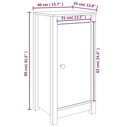 Dressoir 40X35X80 Cm Massief Grenenhout Wit