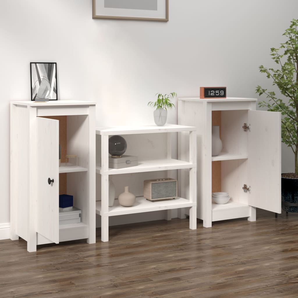 Dressoirs 2 St 40X35X80 Cm Massief Grenenhout Wit
