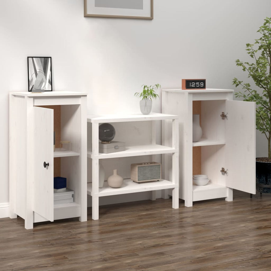 Dressoirs 2 St 40X35X80 Cm Massief Grenenhout Wit