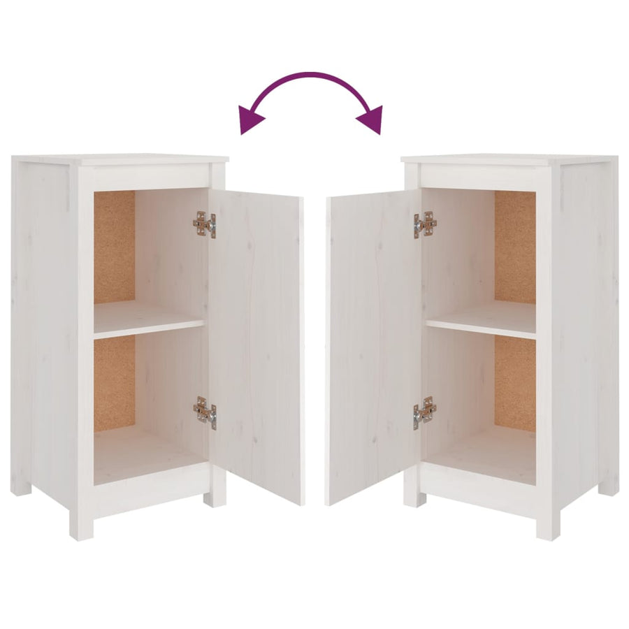 Dressoirs 2 St 40X35X80 Cm Massief Grenenhout Wit