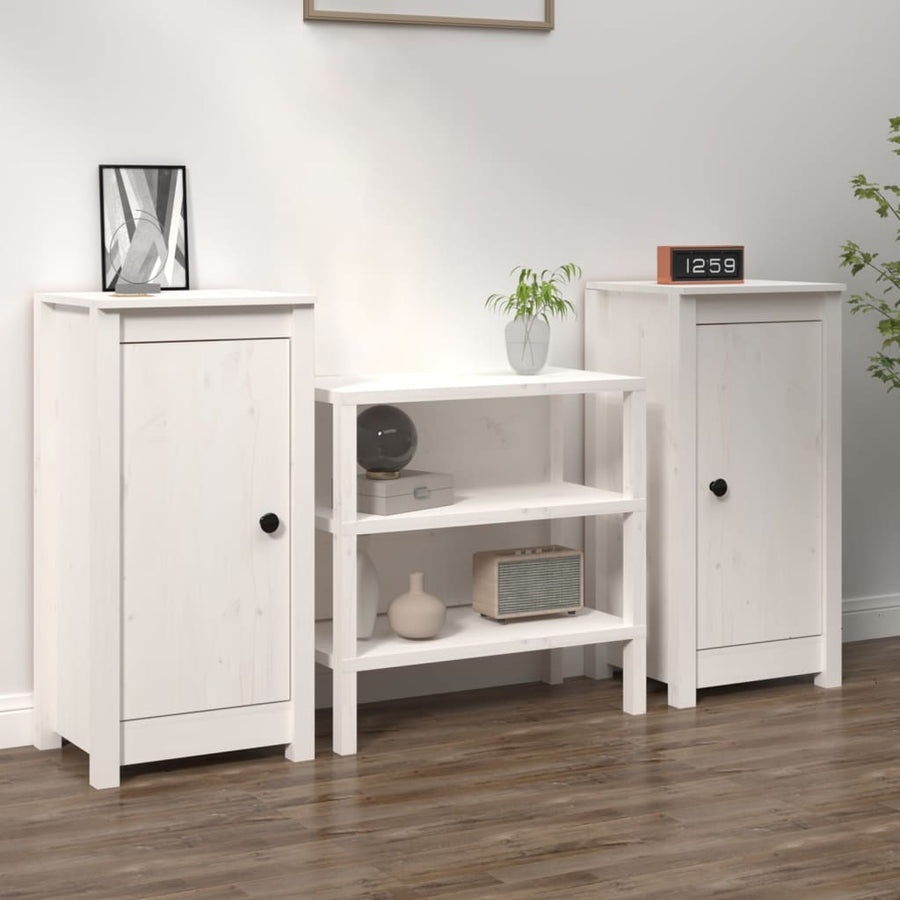 Dressoirs 2 St 40X35X80 Cm Massief Grenenhout Wit