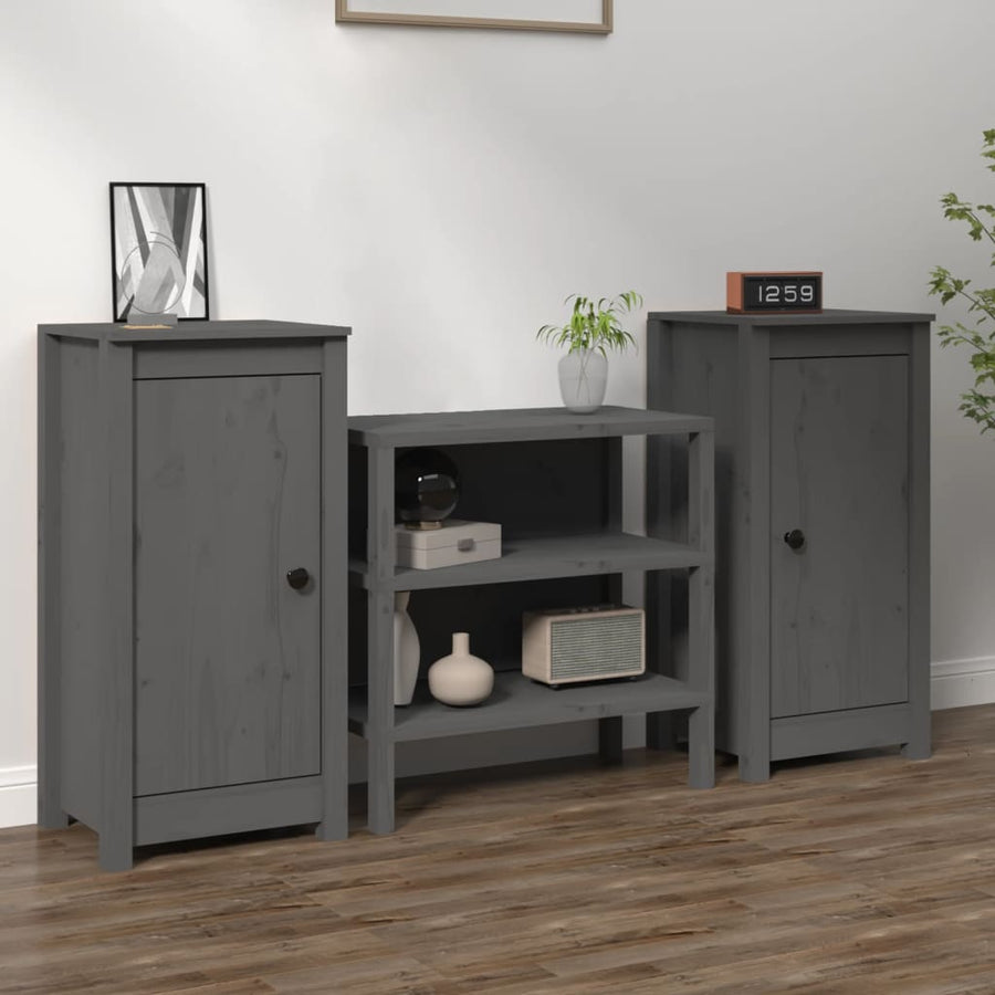 Dressoirs 2 St 40X35X80 Cm Massief Grenenhout Grijs
