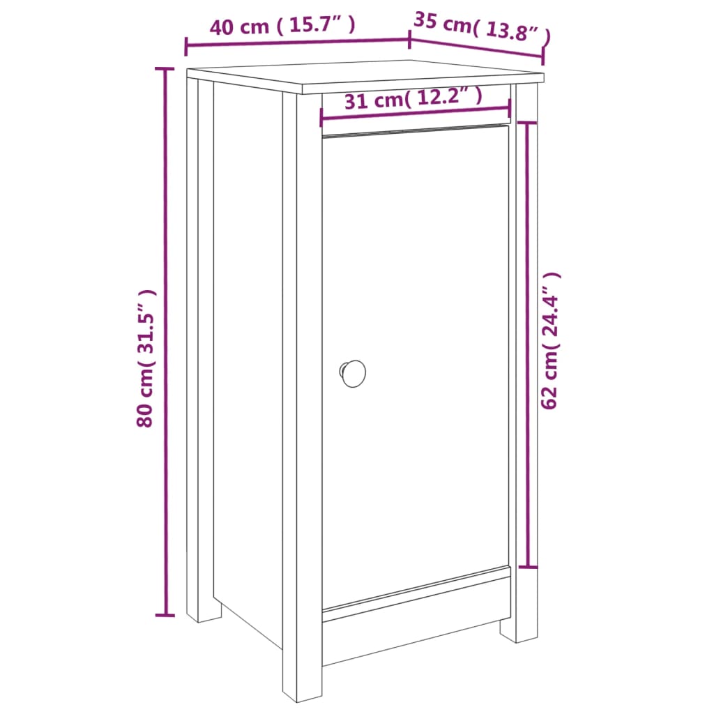 Dressoirs 2 St 40X35X80 Cm Massief Grenenhout Honingbruin