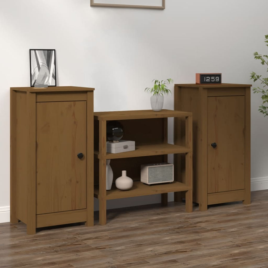 Dressoirs 2 St 40X35X80 Cm Massief Grenenhout Honingbruin