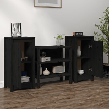 Dressoirs 2 St 40X35X80 Cm Massief Grenenhout Zwart