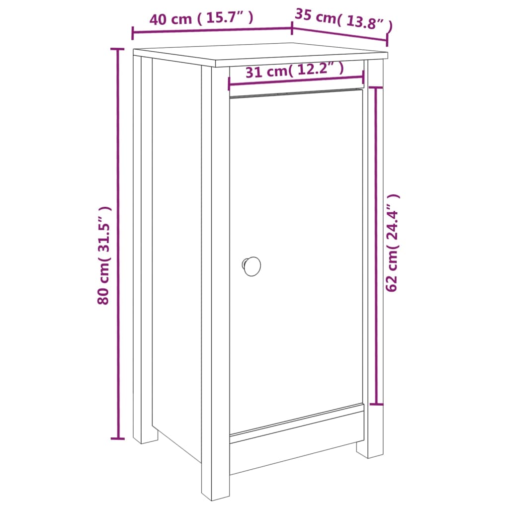 Dressoirs 2 St 40X35X80 Cm Massief Grenenhout Zwart