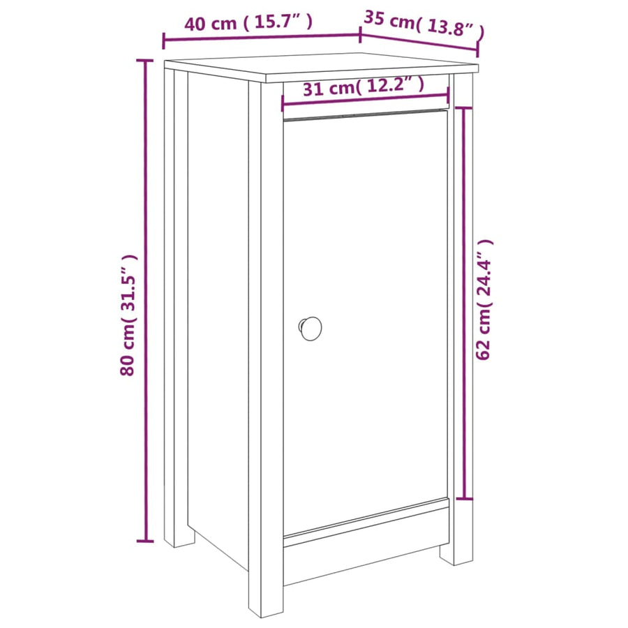 Dressoirs 2 St 40X35X80 Cm Massief Grenenhout Zwart