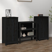 Dressoir 39x35x80 cm massief grenenhout zwart (2 stuks)
