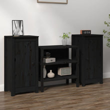 Dressoirs 2 St 40X35X80 Cm Massief Grenenhout Zwart