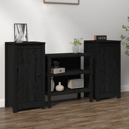 Dressoirs 2 St 40X35X80 Cm Massief Grenenhout Zwart