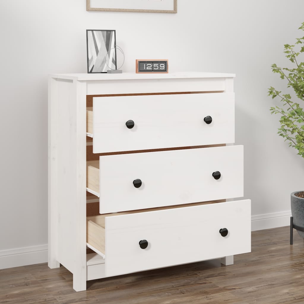 Dressoir 70x35x80 cm massief grenenhout wit