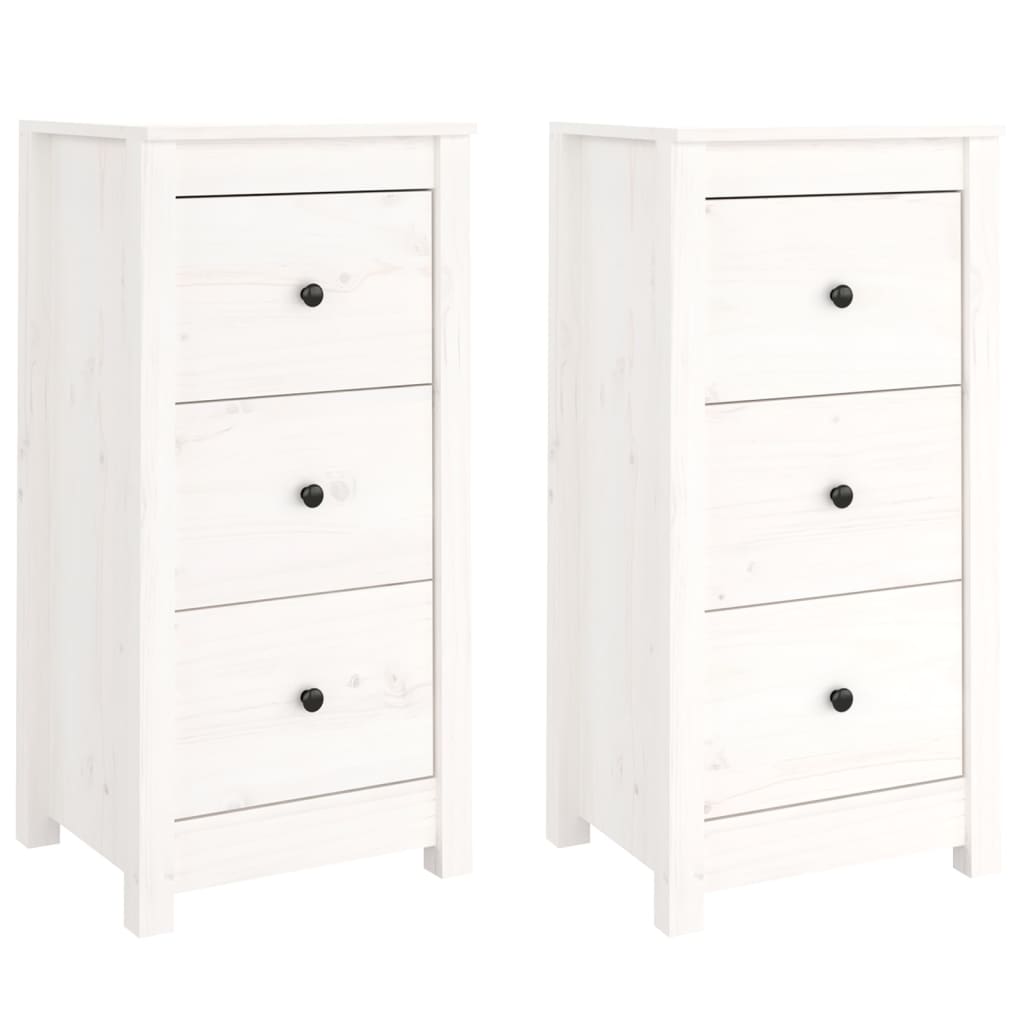Dressoirs 2 St 40X35X80 Cm Massief Grenenhout Wit
