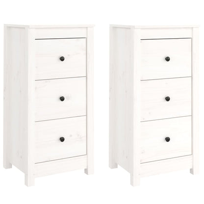 Dressoirs 2 St 40X35X80 Cm Massief Grenenhout Wit