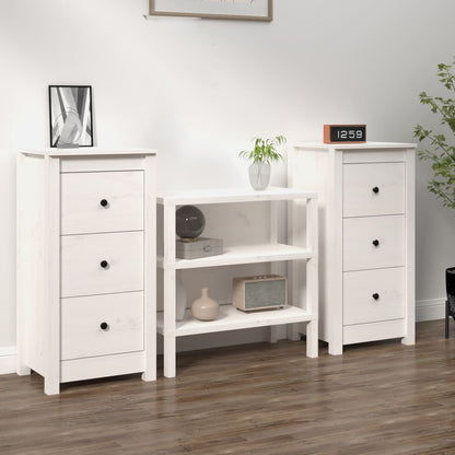 Dressoirs 2 St 40X35X80 Cm Massief Grenenhout Wit