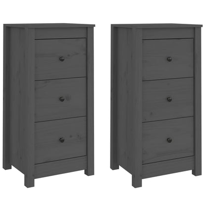 Dressoirs 2 St 40X35X80 Cm Massief Grenenhout Grijs