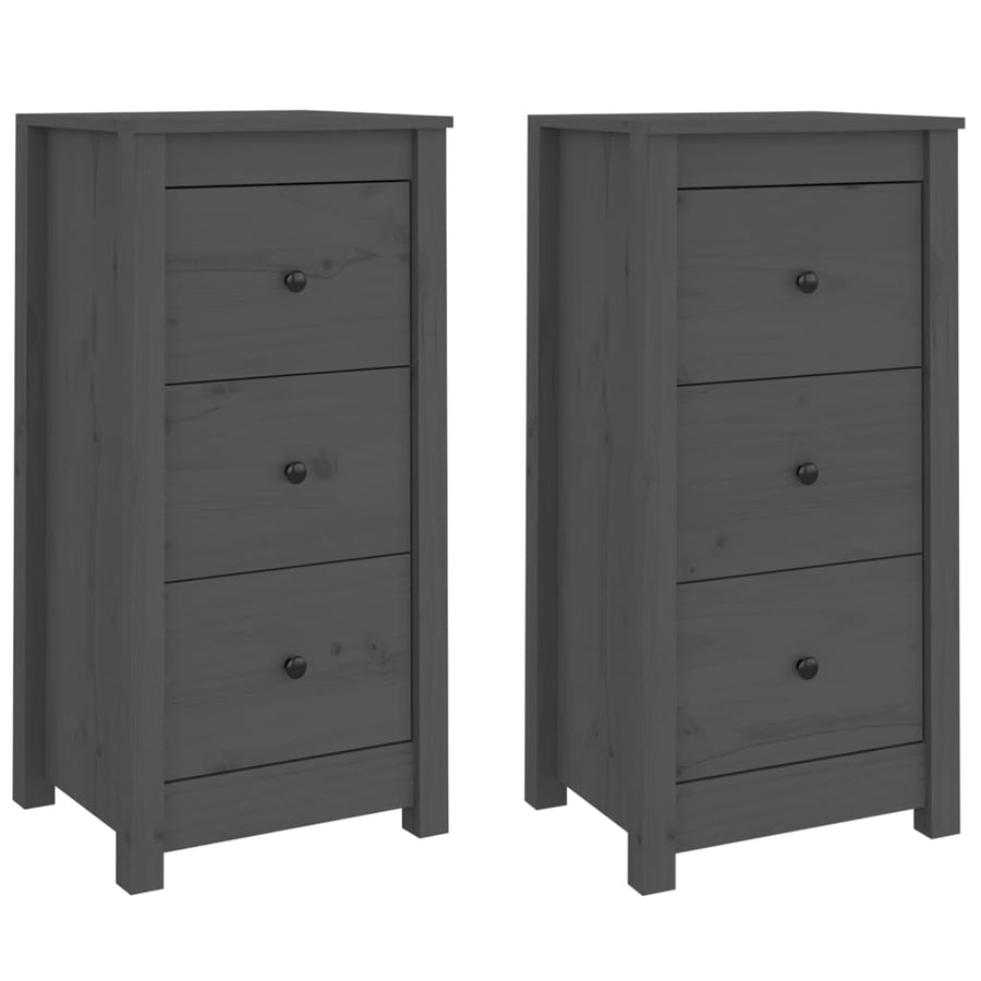 Dressoirs 2 St 40X35X80 Cm Massief Grenenhout Grijs