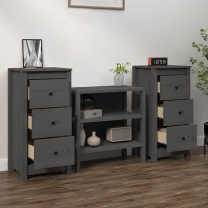 Dressoirs 2 St 40X35X80 Cm Massief Grenenhout Grijs