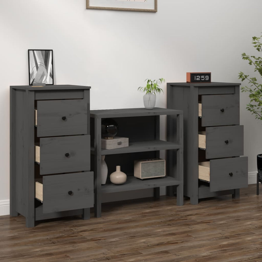 Dressoirs 2 St 40X35X80 Cm Massief Grenenhout Grijs