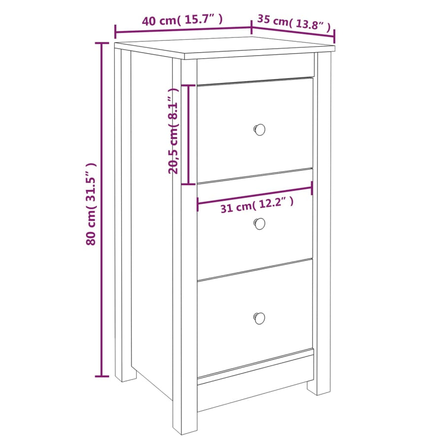 Dressoirs 2 St 40X35X80 Cm Massief Grenenhout Grijs
