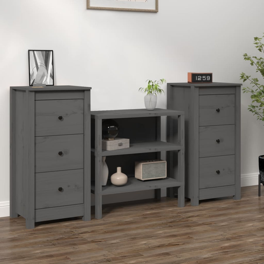 Dressoirs 2 St 40X35X80 Cm Massief Grenenhout Grijs