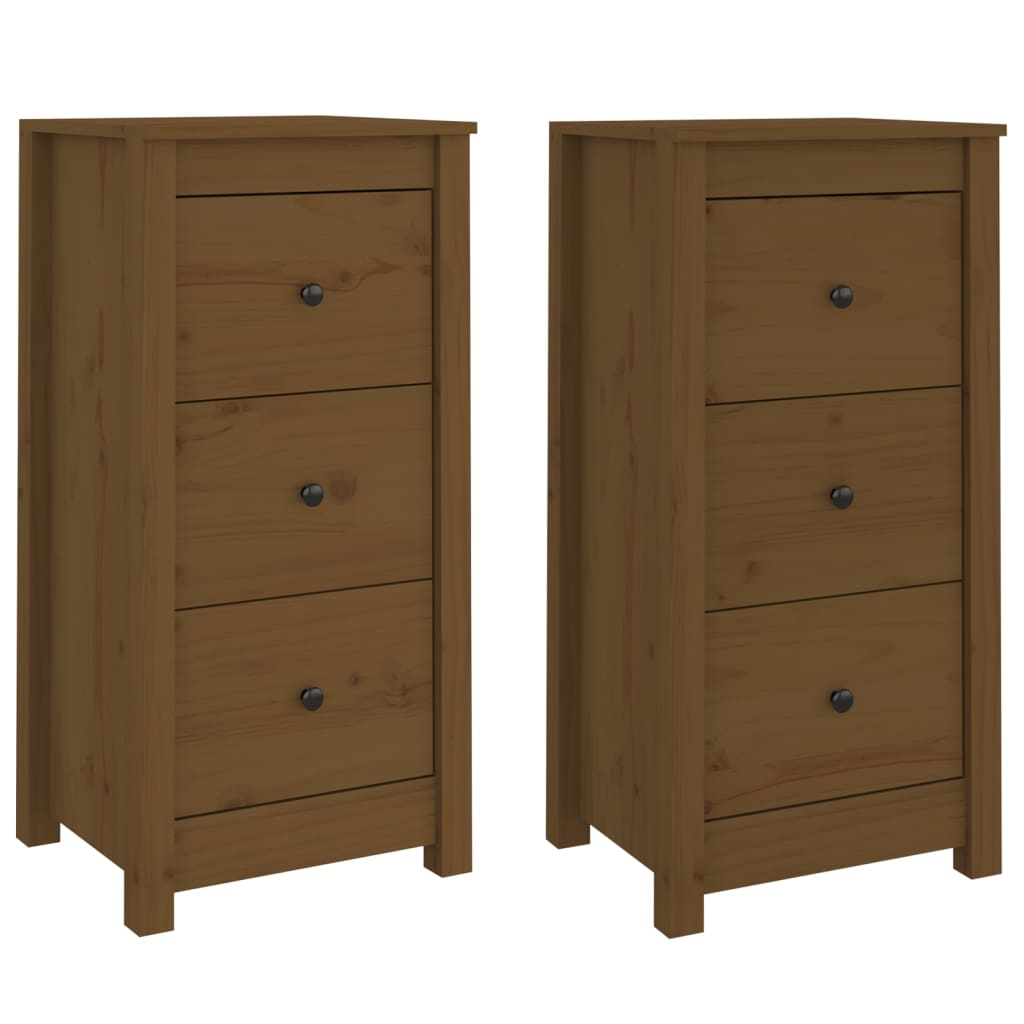 Dressoirs 2 St 40X35X80 Cm Massief Grenenhout Honingbruin