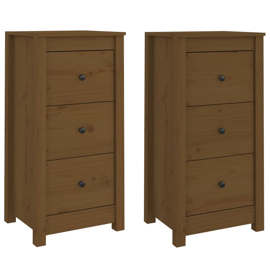 Dressoirs 2 St 40X35X80 Cm Massief Grenenhout Honingbruin