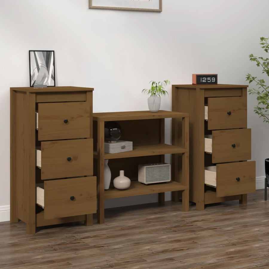 Dressoirs 2 St 40X35X80 Cm Massief Grenenhout Honingbruin