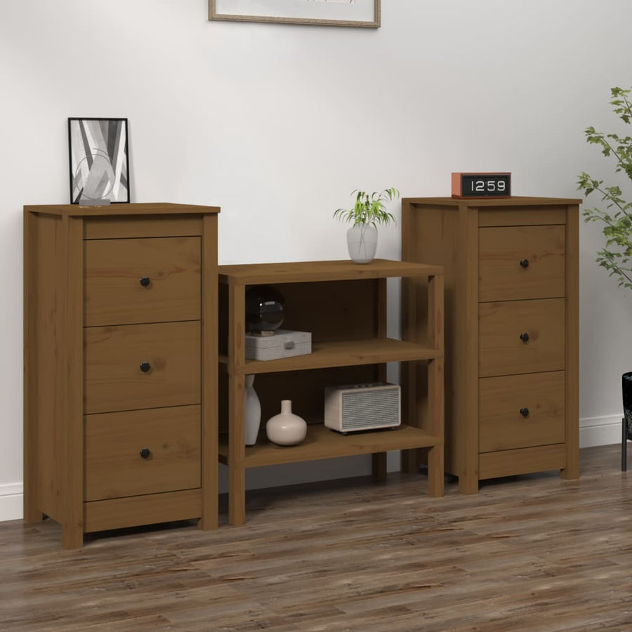 Dressoirs 2 St 40X35X80 Cm Massief Grenenhout Honingbruin
