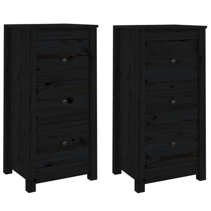 Dressoirs 2 St 40X35X80 Cm Massief Grenenhout Zwart