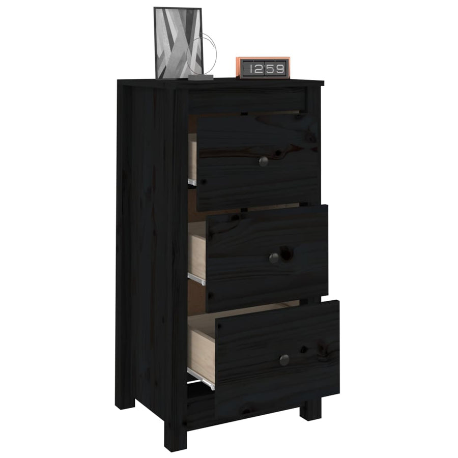 Dressoirs 2 St 40X35X80 Cm Massief Grenenhout Zwart