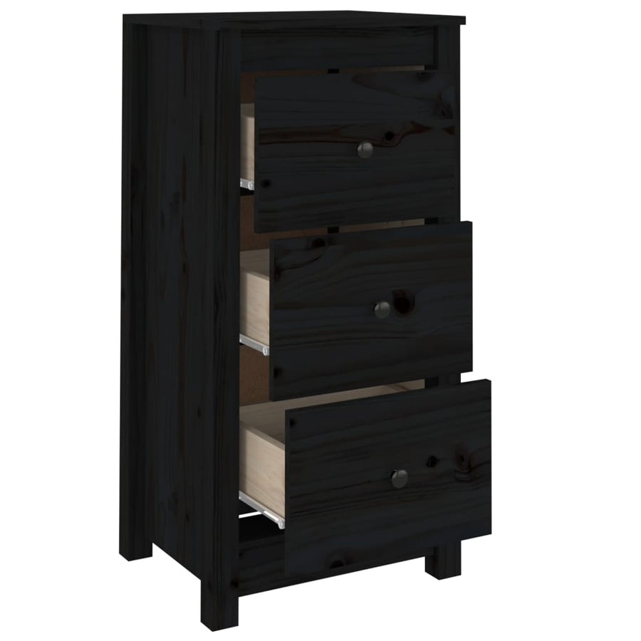 Dressoirs 2 St 40X35X80 Cm Massief Grenenhout Zwart