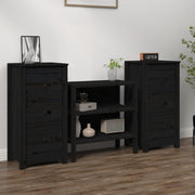 Sideboards 2 pcs 40x35x80 cm solid pine wood black
