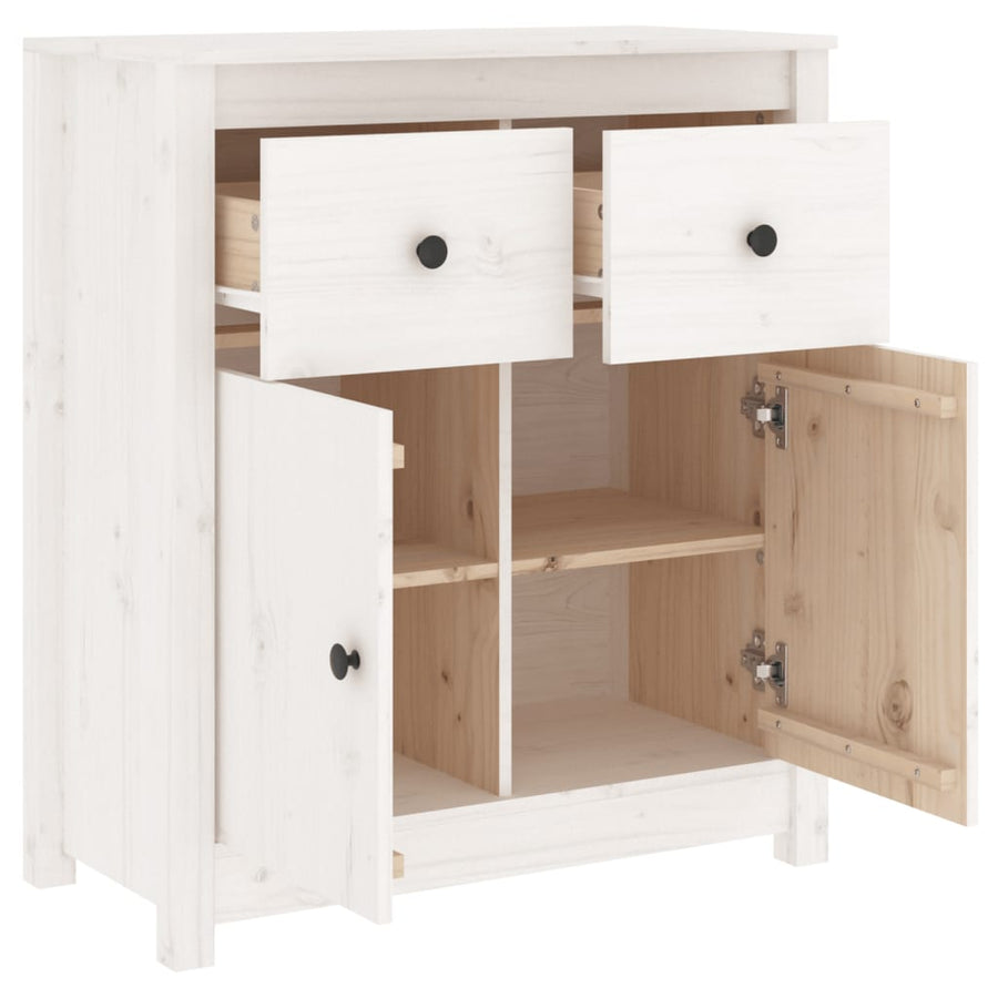 Dressoir 70X35X80 Cm Massief Grenenhout Wit