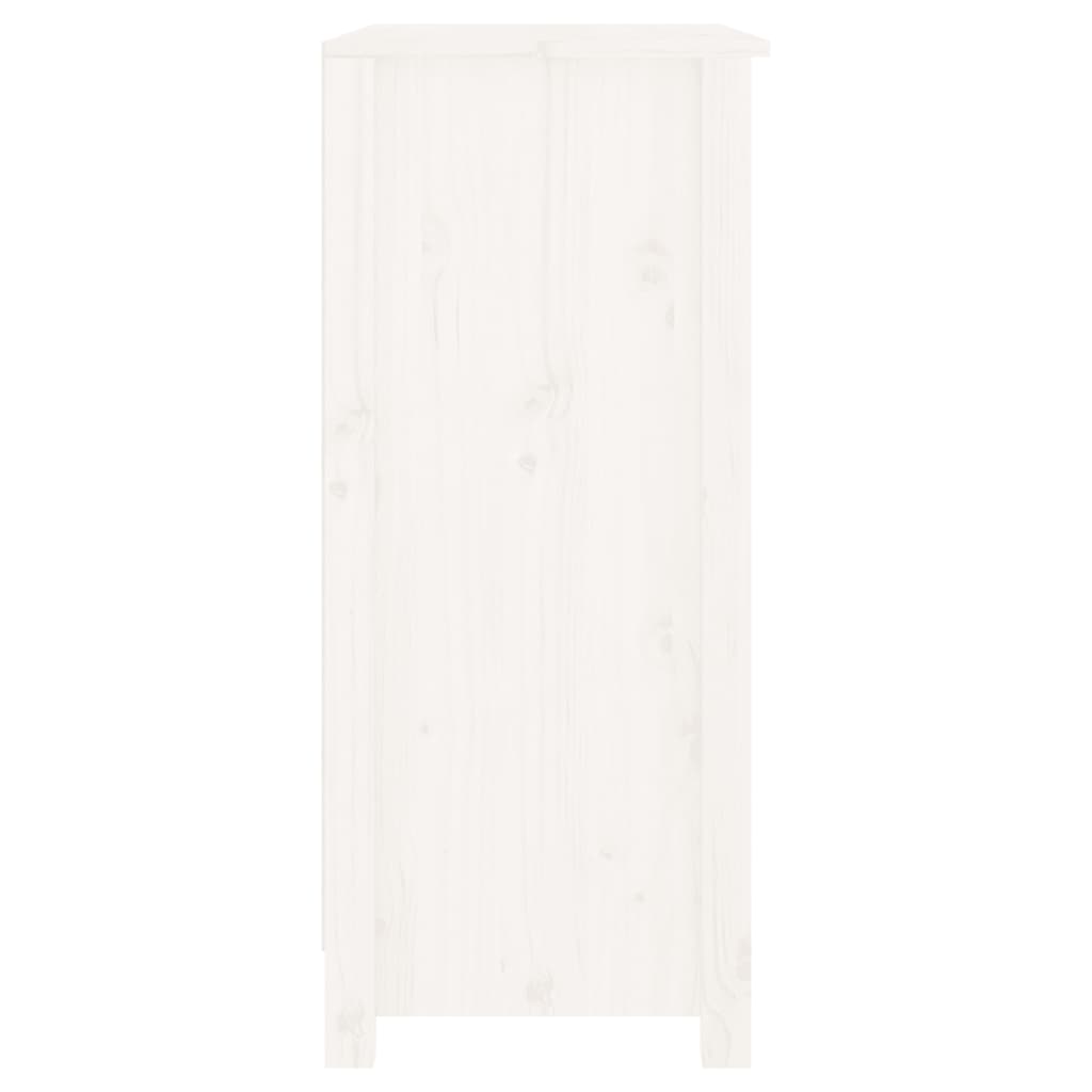 Dressoir 70X35X80 Cm Massief Grenenhout Wit
