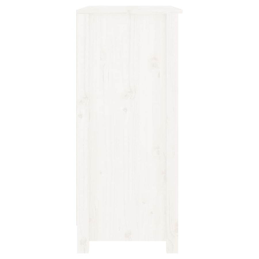 Dressoir 70X35X80 Cm Massief Grenenhout Wit