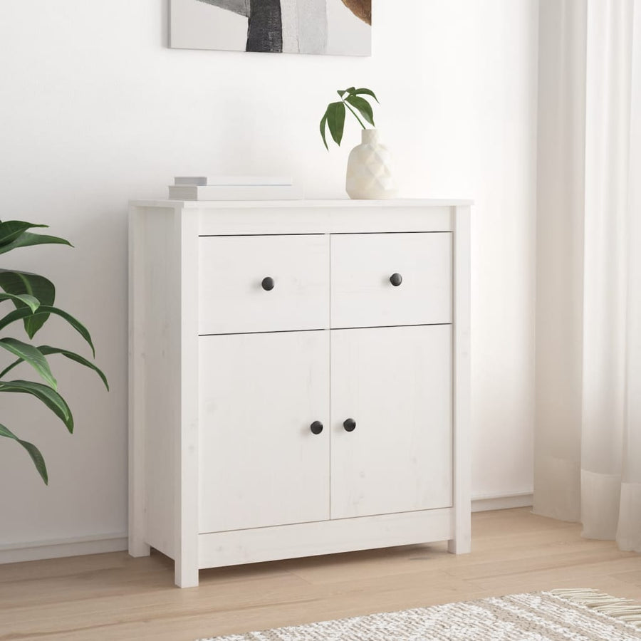 Dressoir 70X35X80 Cm Massief Grenenhout Wit