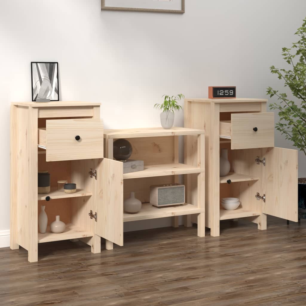 Dressoirs 2 st 40x35x80 cm massief grenenhout