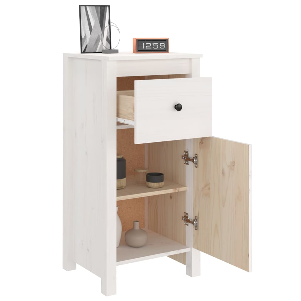 Dressoir 40X35X80 Cm Massief Grenenhout Wit