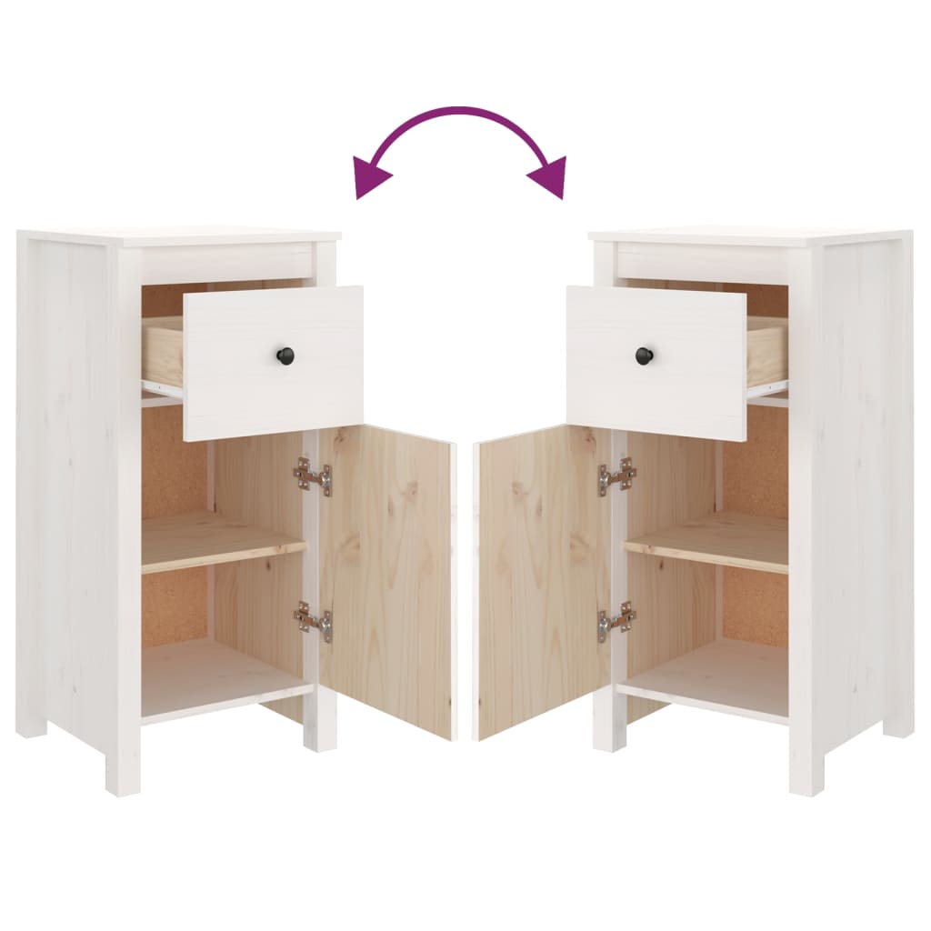 Dressoir 40X35X80 Cm Massief Grenenhout Wit