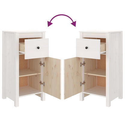 Dressoir 40X35X80 Cm Massief Grenenhout Wit