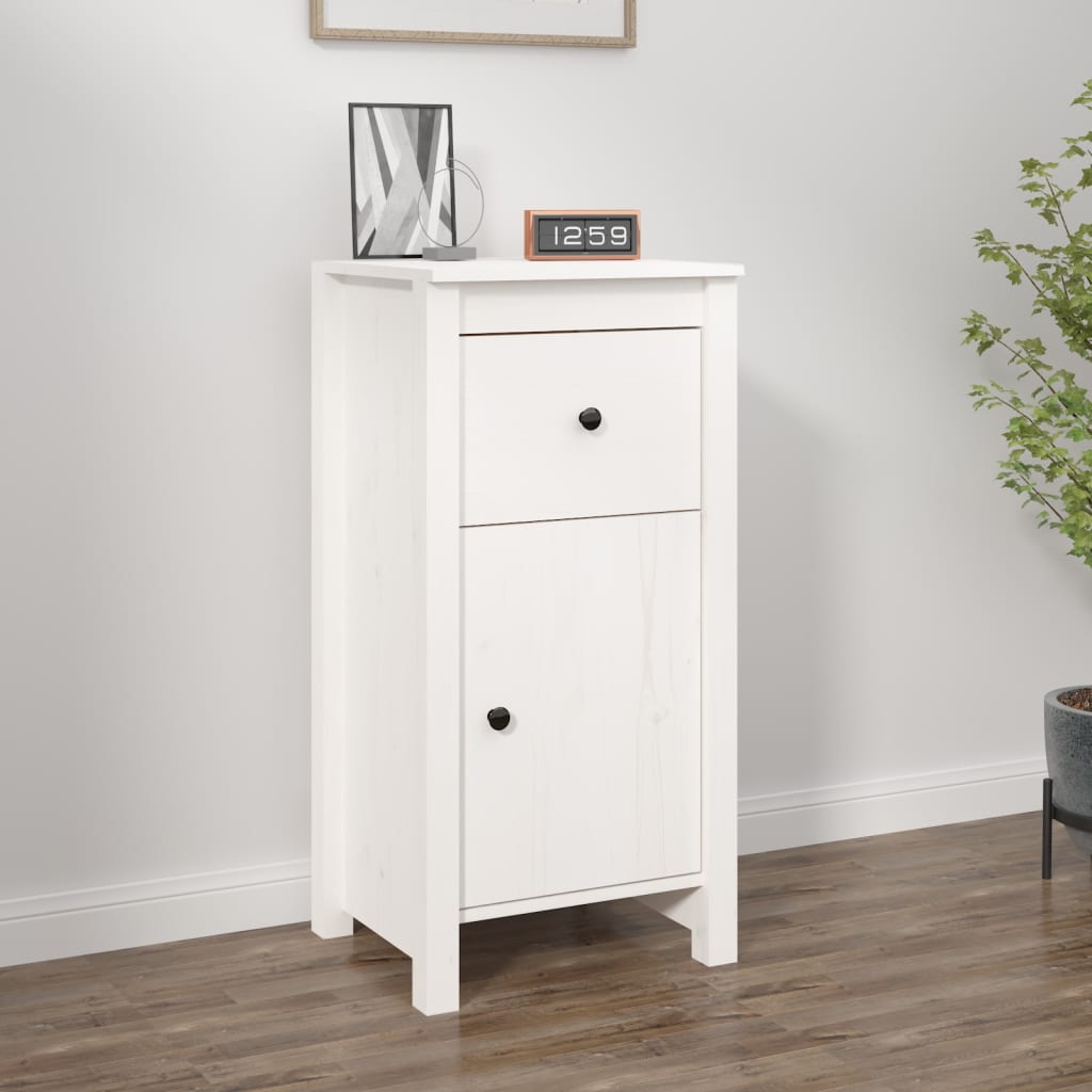 Dressoir 40X35X80 Cm Massief Grenenhout Wit