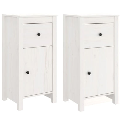 Dressoirs 2 St 40X35X80 Cm Massief Grenenhout Wit