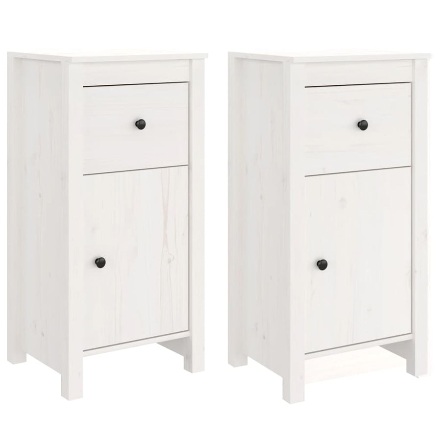 Dressoirs 2 St 40X35X80 Cm Massief Grenenhout Wit