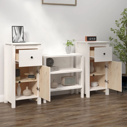 Dressoirs 2 St 40X35X80 Cm Massief Grenenhout Wit