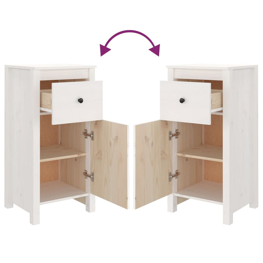 Dressoirs 2 St 40X35X80 Cm Massief Grenenhout Wit