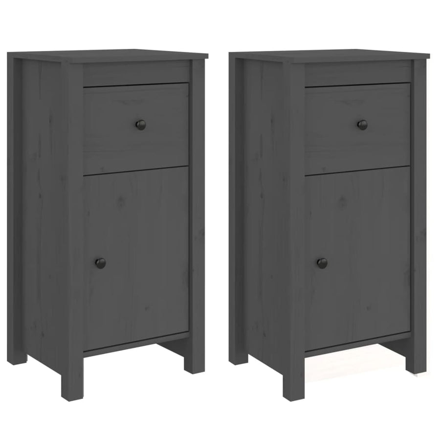 Dressoirs 2 St 40X35X80 Cm Massief Grenenhout Grijs