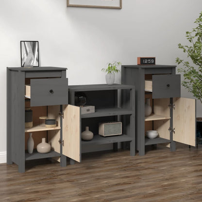 Dressoirs 2 St 40X35X80 Cm Massief Grenenhout Grijs