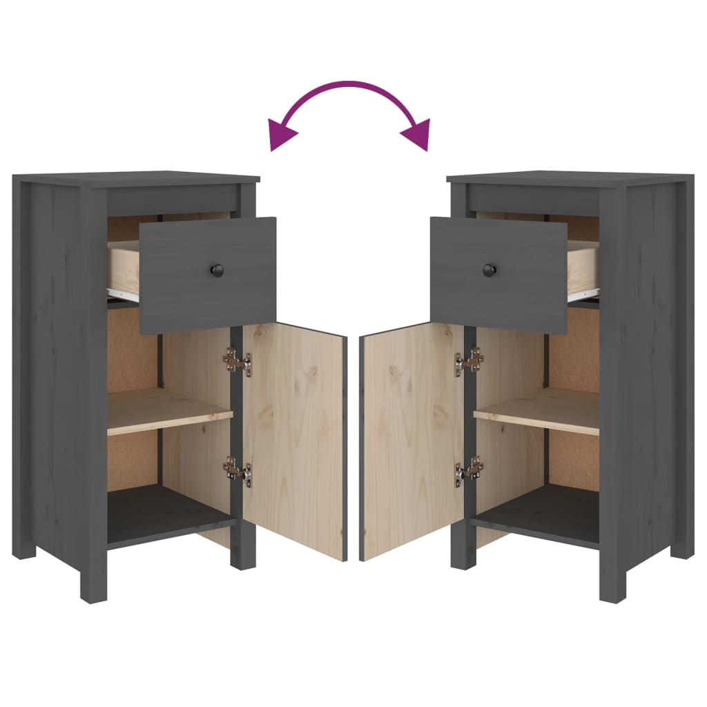 Dressoirs 2 St 40X35X80 Cm Massief Grenenhout Grijs